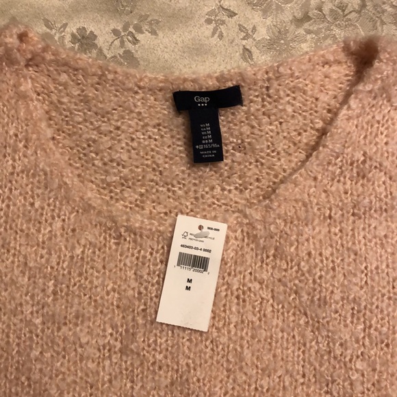VINTAGE GAP NWT SOFT BLUSH PINK SIZE M BOUCLE LONG SLEEVE PULLOVER SWEATER -#055 - Picture 3 of 9